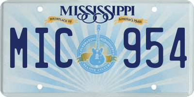 MS license plate MIC954