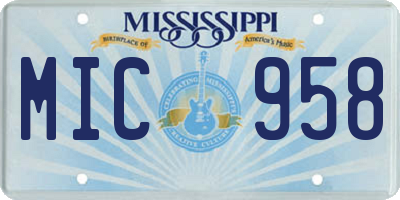 MS license plate MIC958