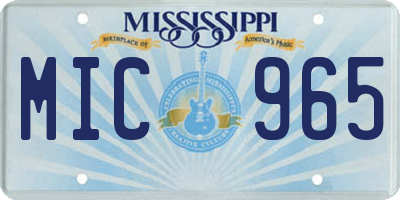 MS license plate MIC965