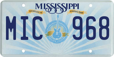 MS license plate MIC968