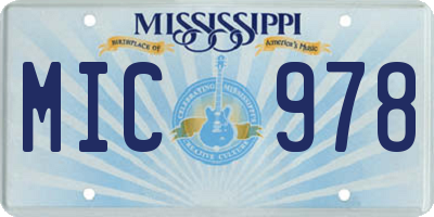 MS license plate MIC978