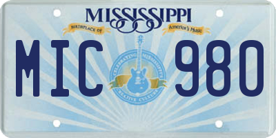 MS license plate MIC980