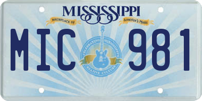MS license plate MIC981
