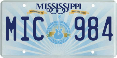 MS license plate MIC984
