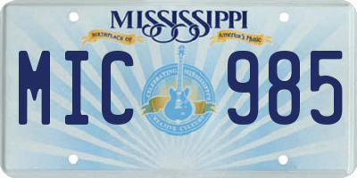 MS license plate MIC985