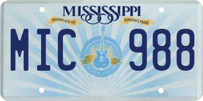 MS license plate MIC988