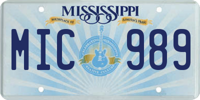 MS license plate MIC989