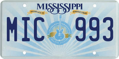 MS license plate MIC993