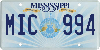 MS license plate MIC994