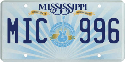 MS license plate MIC996