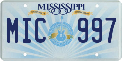 MS license plate MIC997