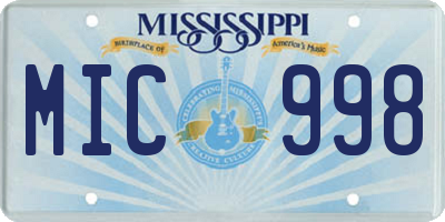 MS license plate MIC998