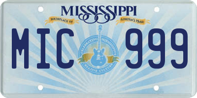 MS license plate MIC999