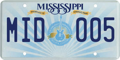 MS license plate MID005