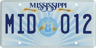 MS license plate MID012