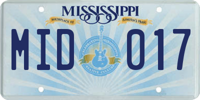 MS license plate MID017
