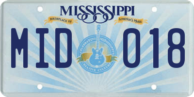 MS license plate MID018