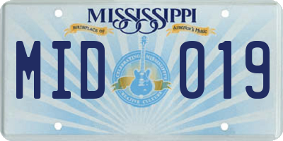MS license plate MID019