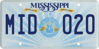 MS license plate MID020