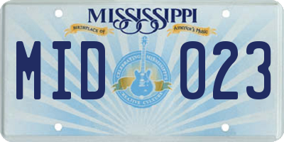 MS license plate MID023