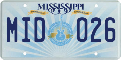 MS license plate MID026