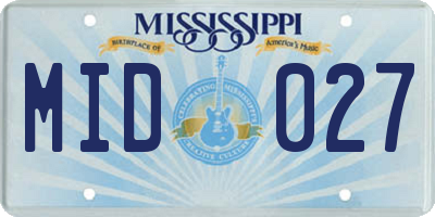 MS license plate MID027
