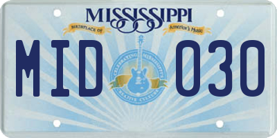 MS license plate MID030