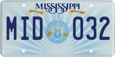 MS license plate MID032