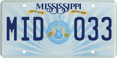 MS license plate MID033