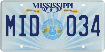 MS license plate MID034