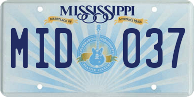 MS license plate MID037