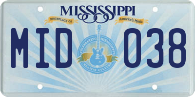 MS license plate MID038
