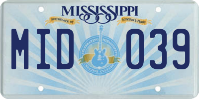 MS license plate MID039