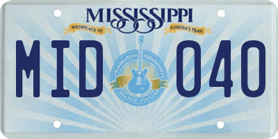MS license plate MID040