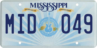 MS license plate MID049