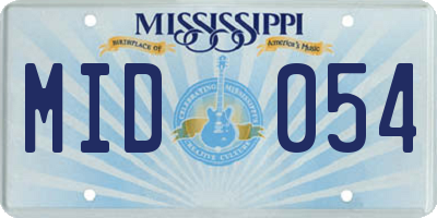MS license plate MID054