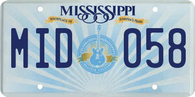 MS license plate MID058