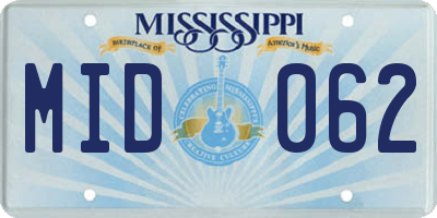 MS license plate MID062