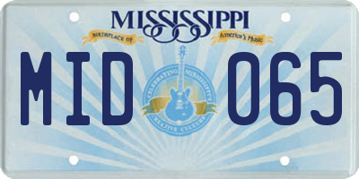 MS license plate MID065