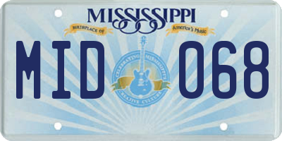 MS license plate MID068