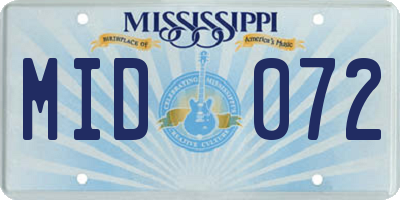 MS license plate MID072