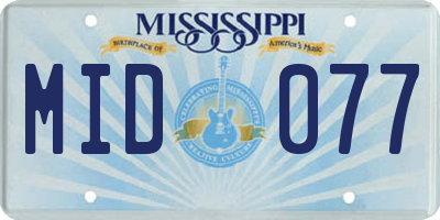 MS license plate MID077