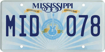 MS license plate MID078