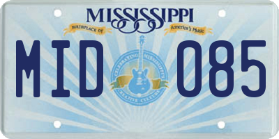 MS license plate MID085