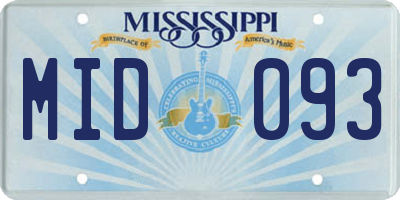 MS license plate MID093