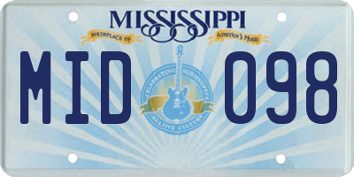 MS license plate MID098