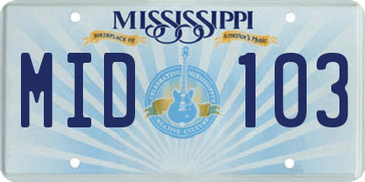 MS license plate MID103