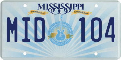 MS license plate MID104
