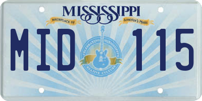 MS license plate MID115