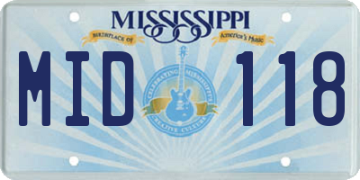 MS license plate MID118